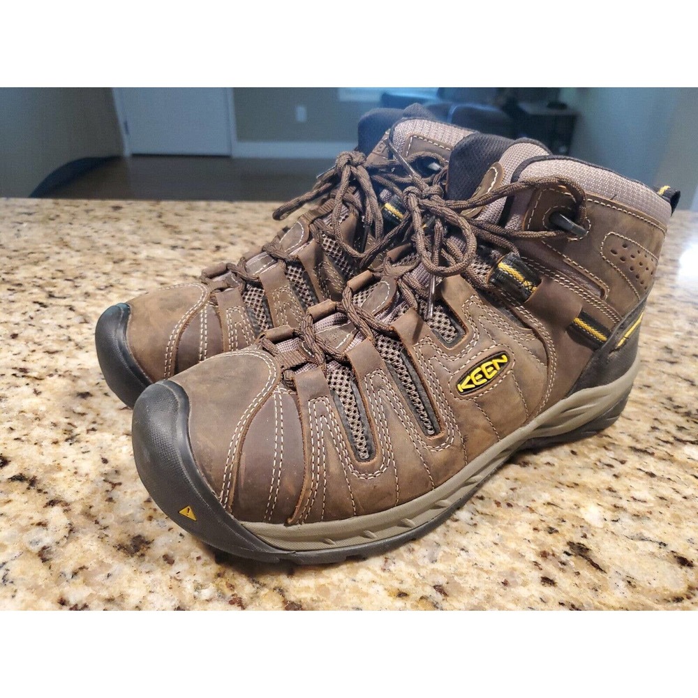 KEEN Flint II Mid Mens Leather Waterproof Steel Toe Work Boots Size 10.5 EE